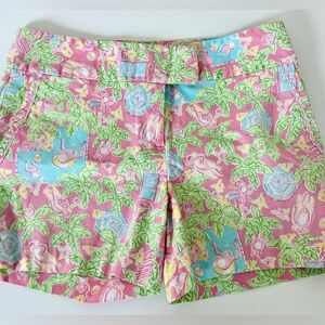 Lilly Pulitzer Vintage Pink Monkey Palm Tree Print Shorts Size 6